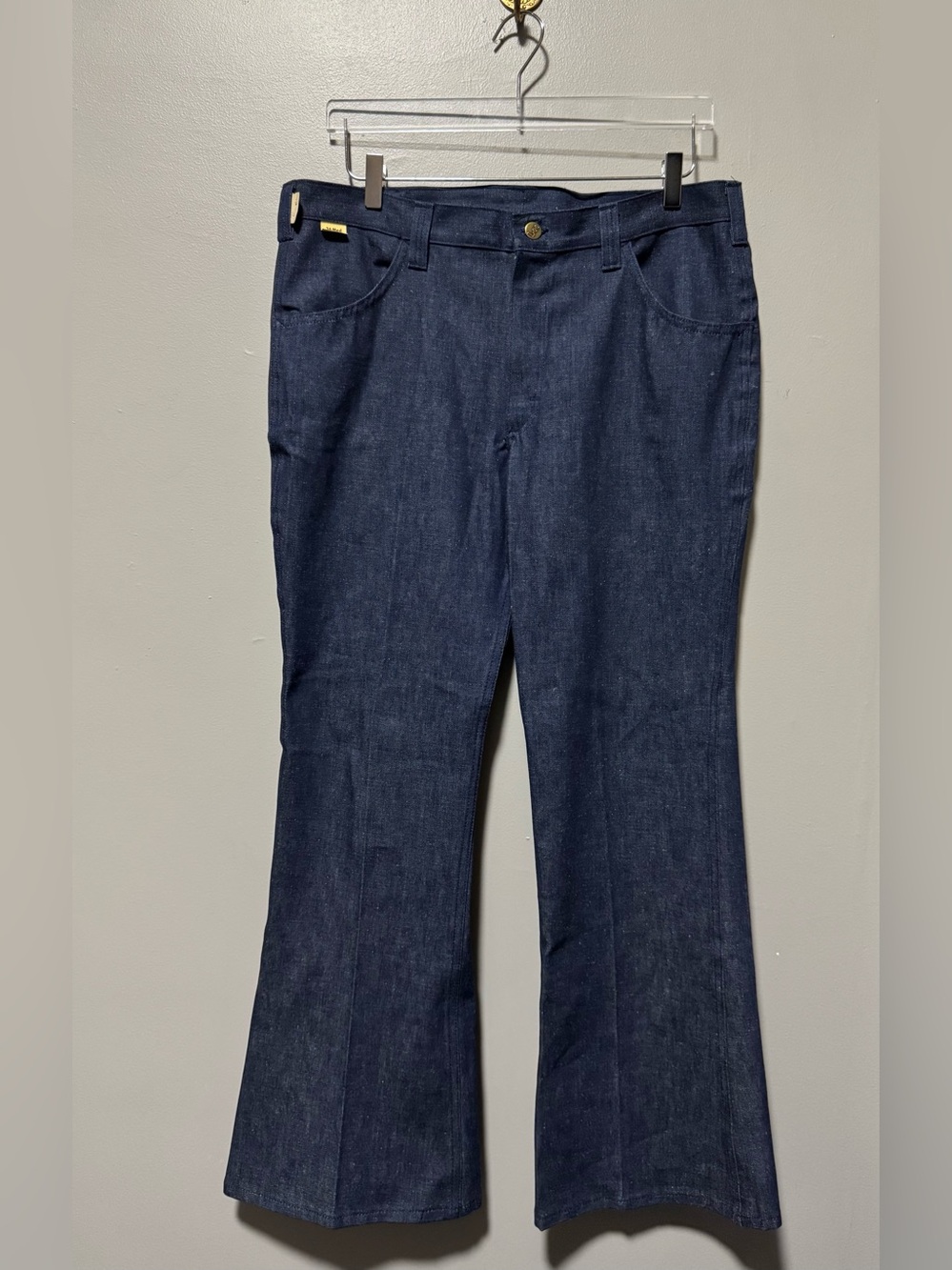 Vintage 1970s Lee Jeans 36 Med Deadstock NWT Dark Indigo Flare Bootcut USA